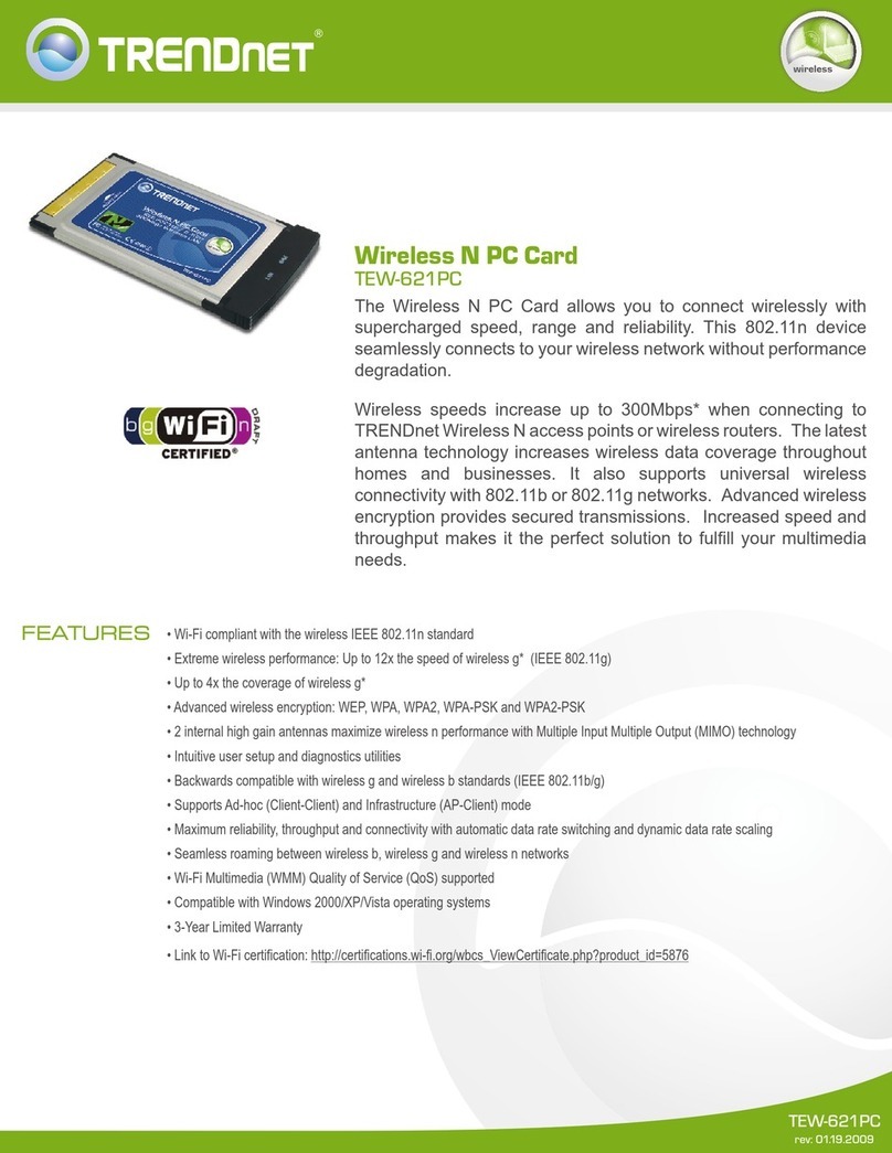 TRENDnet TEW-621PC - 300Mbps Wireless N PC Card... User manual