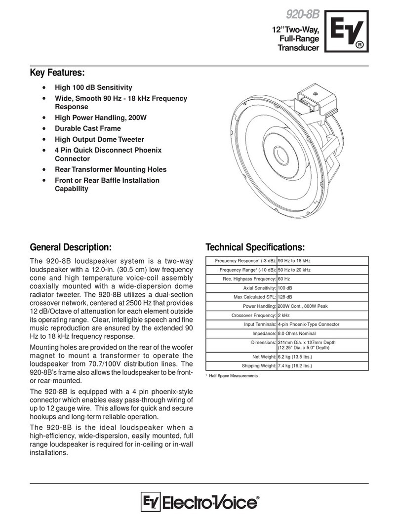 Electro-Voice 920-8B Technical specifications Electro-Voice 920-8B Technical specifications