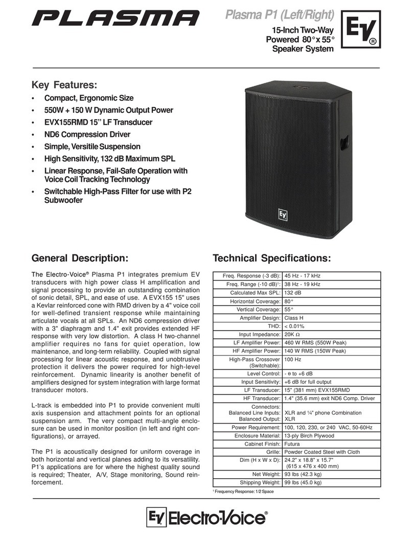 Electro-Voice Plasma Plasma P1 User manual