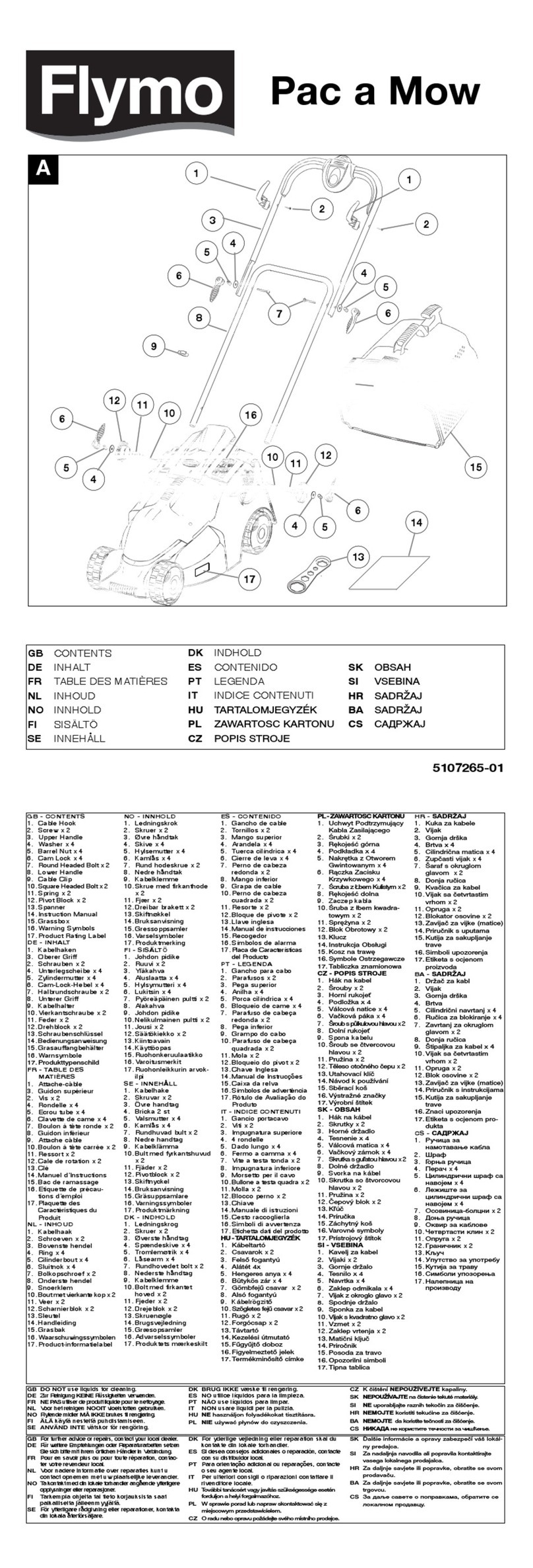 Flymo Pac a Mow quick start guide