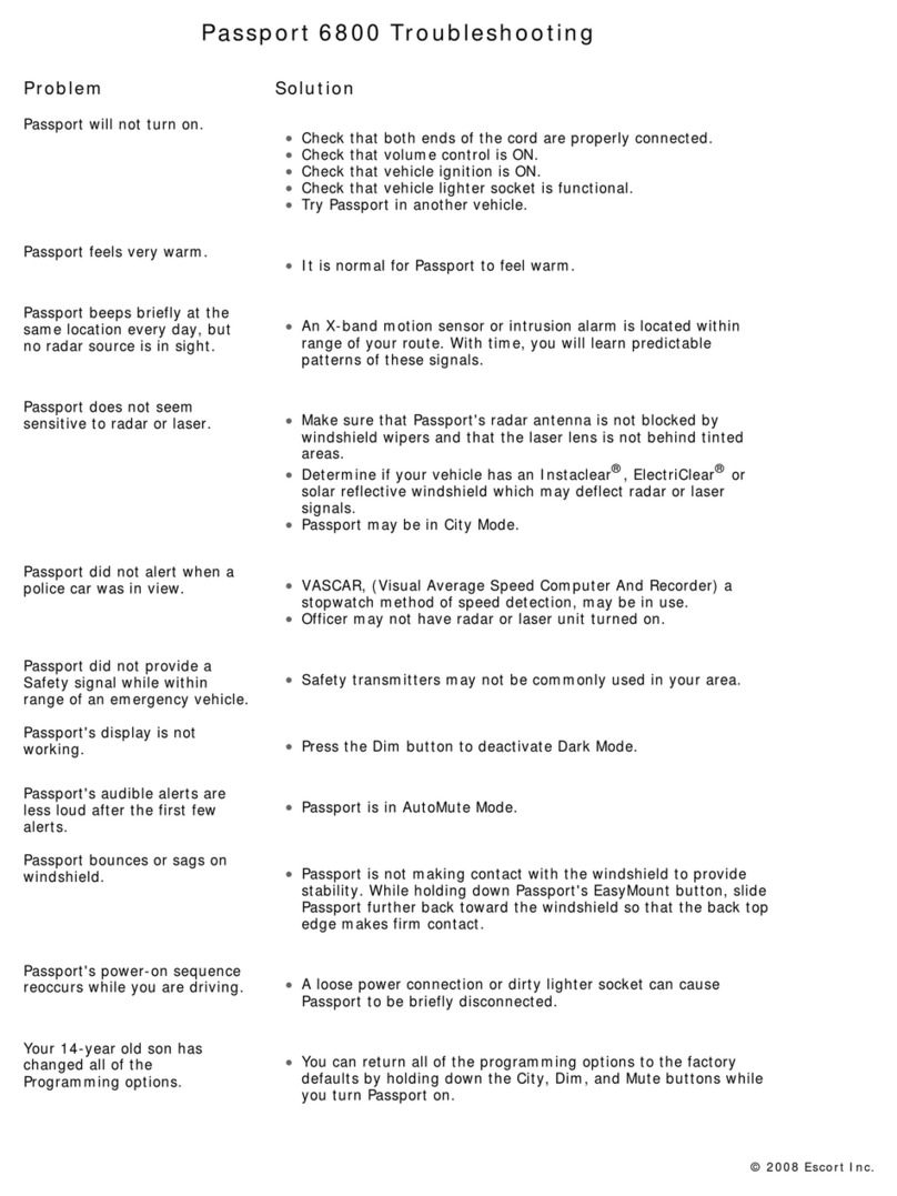 Escort Passport 6800 reference guide