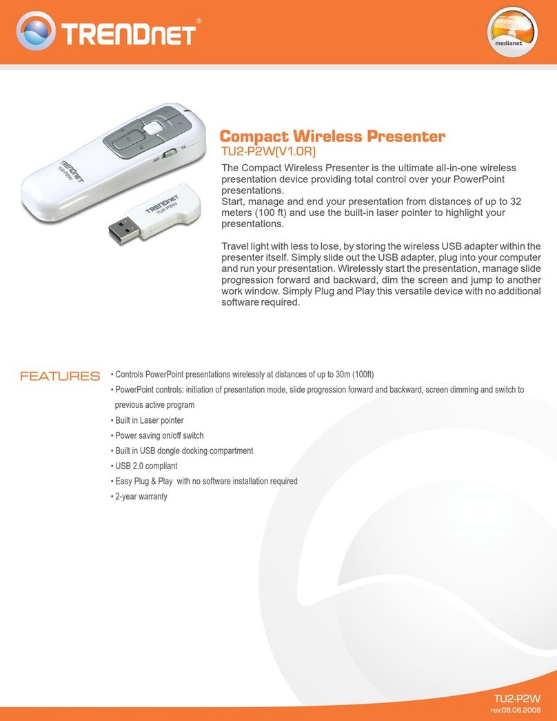 TRENDnet TU2-P2W - Compact Wireless Presenter Presentation Remote... Specifications