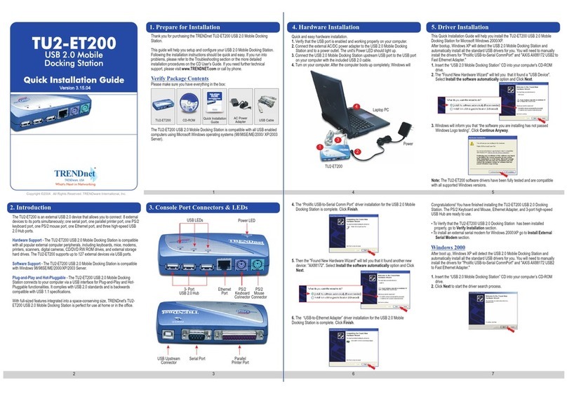 TRENDnet TU2-ET200 - USB Mobile Docking Station Quick installation guide