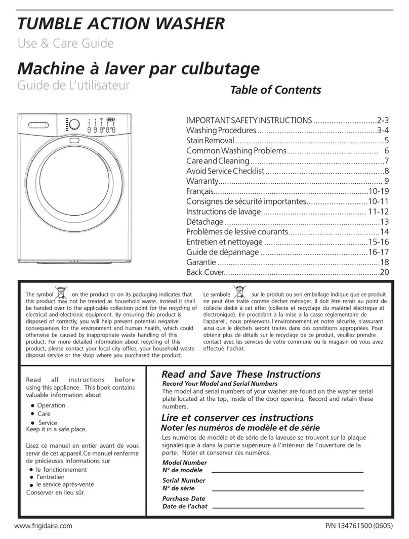 Frigidaire ATF7000EE - Affinity 3.5 Cu. Ft. Front Load... User manual