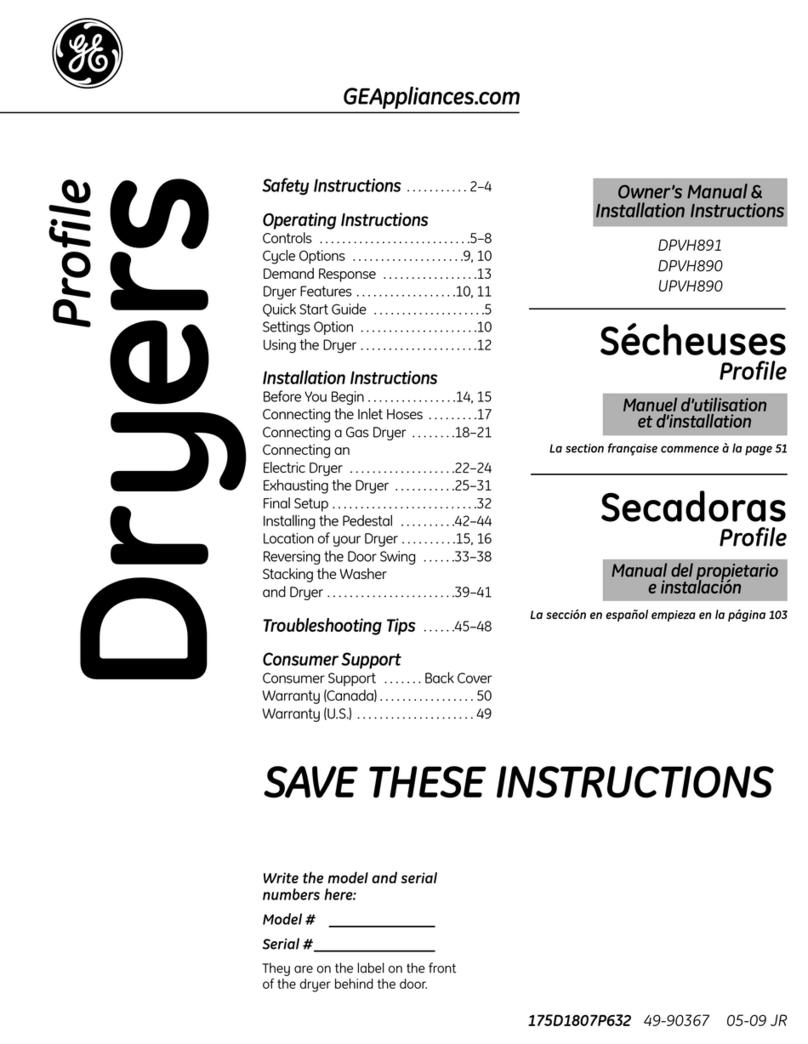 GE Profile DPVH890EJ Operating instructions