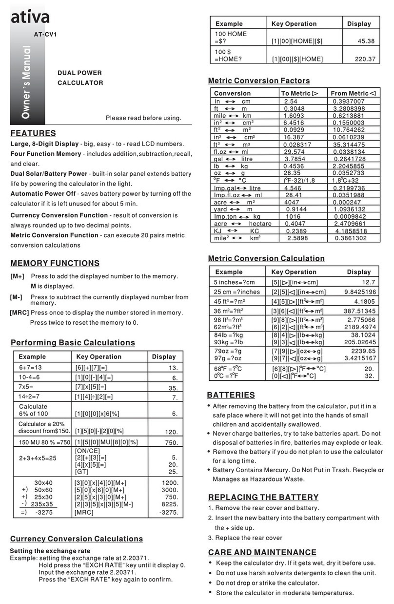 Ativa AT-CV1 owner's manual