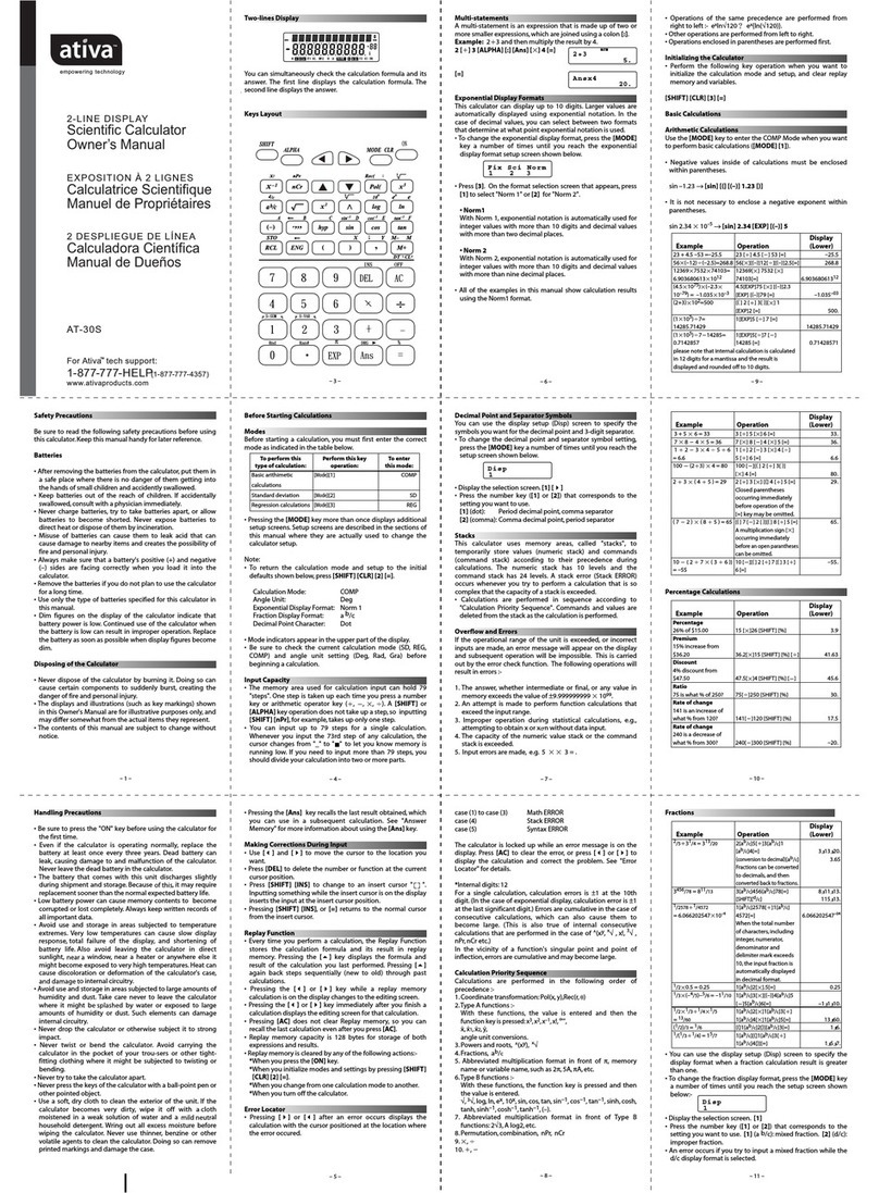 Ativa AT-30S owner's manual
