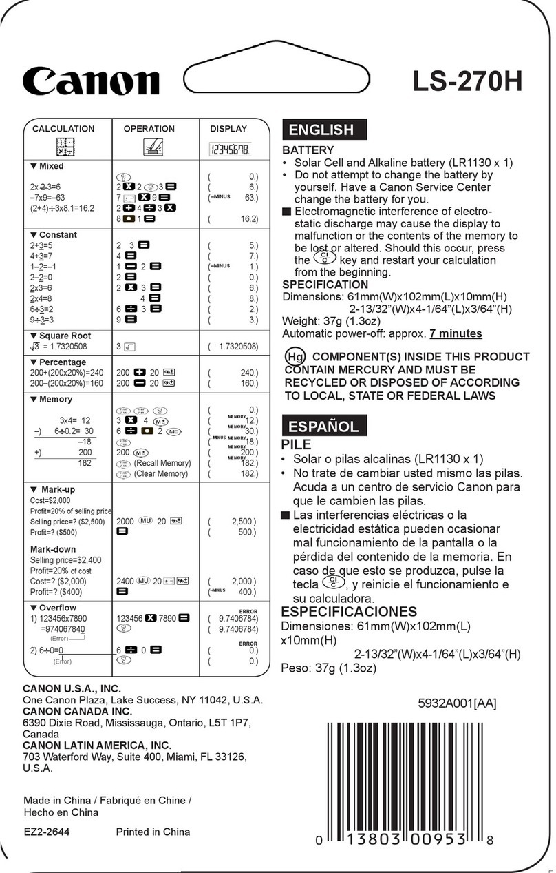 Canon LS-270H user manual