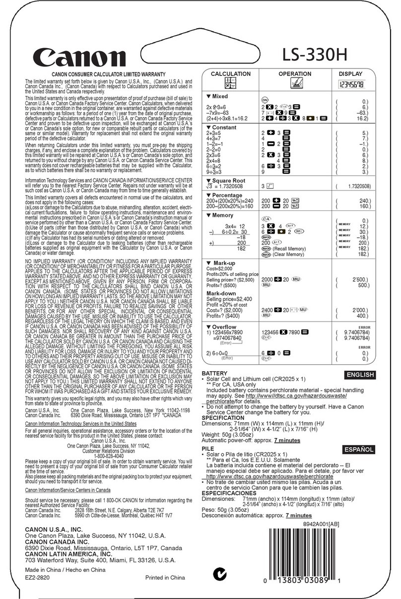 Canon LS-330H user manual