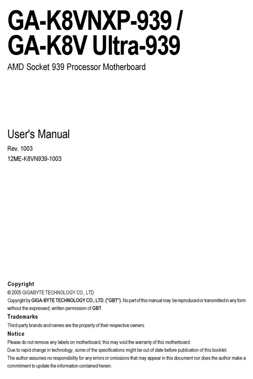 Gigabyte GA-K8V Ultra-939 User manual