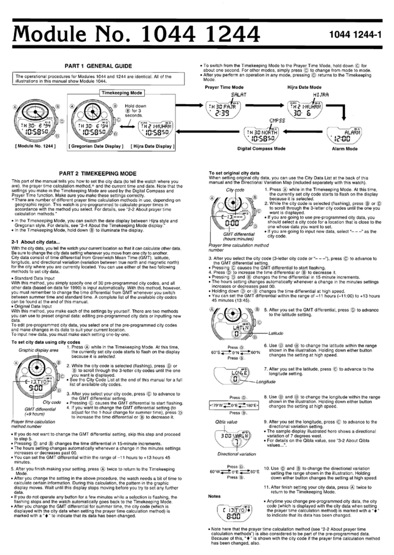 Casio QW-1044 User manual