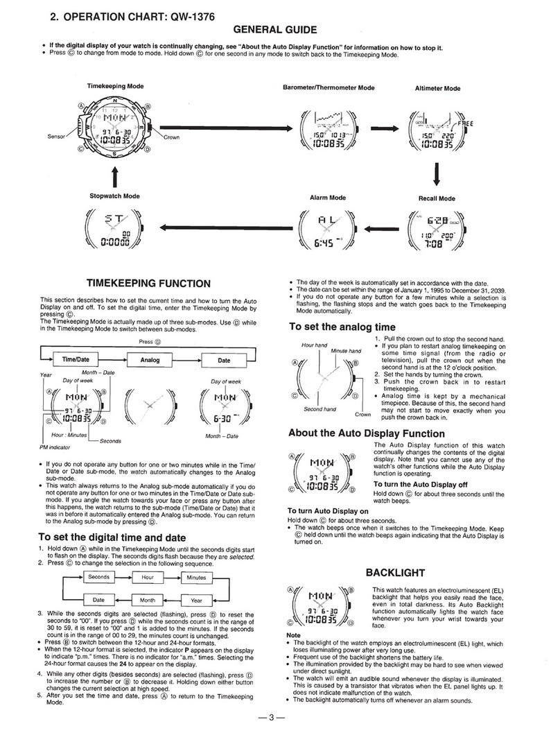 Casio QW-1376 User manual