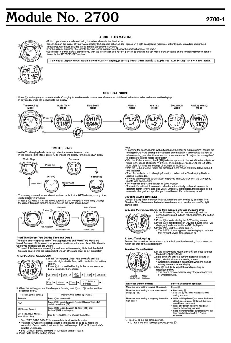 Casio MONTRE DATA-BANK User manual
