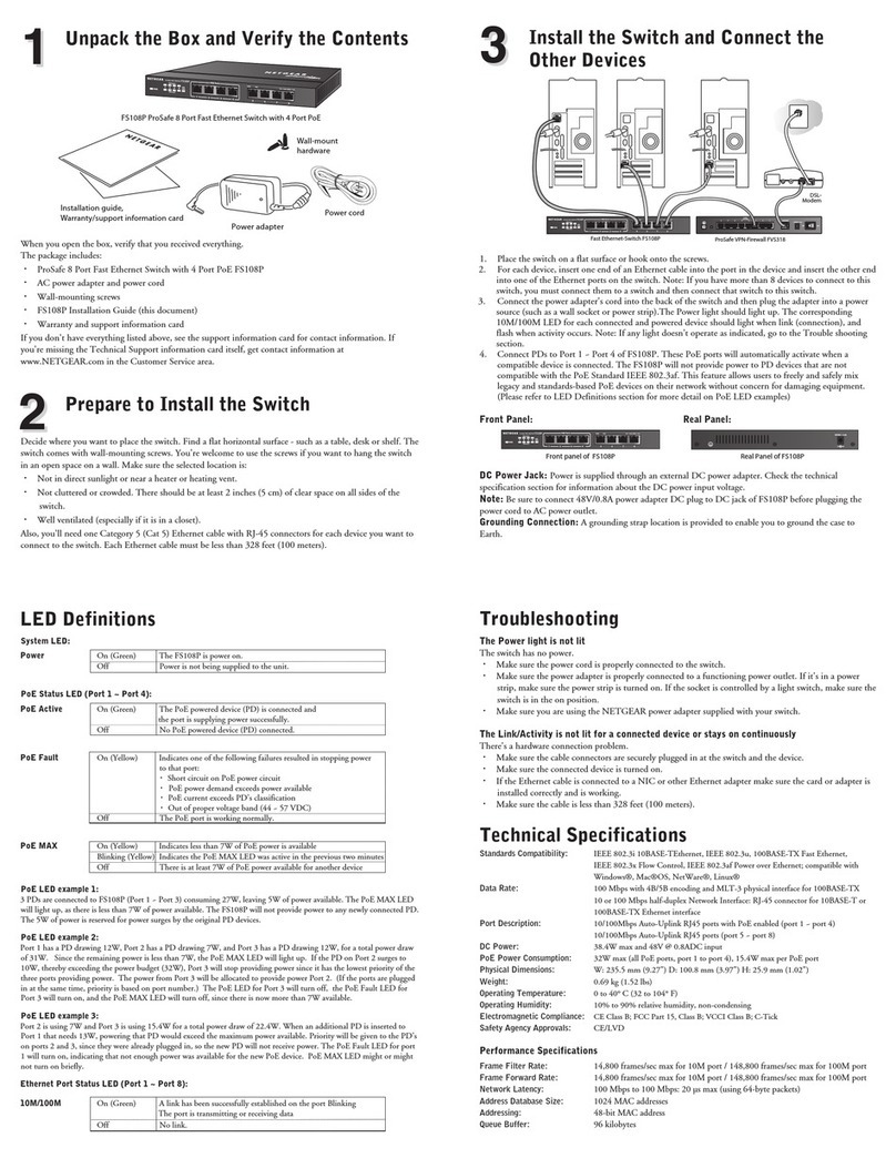NETGEAR FS108P - ProSafe Switch User manual