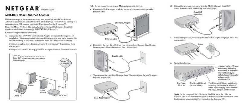 NETGEAR MCA1001 - MoCA Coax-Ethernet Adapter User manual