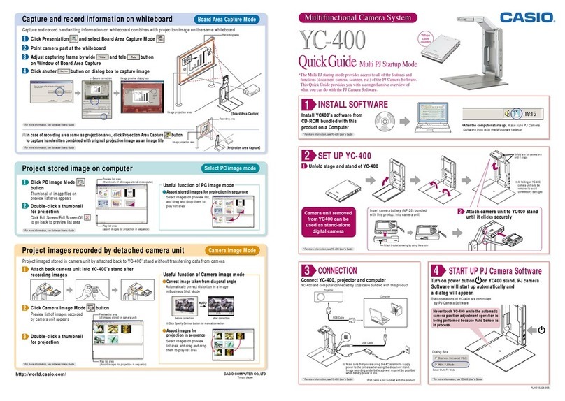 Casio YC-400 - Document Camera quick guide