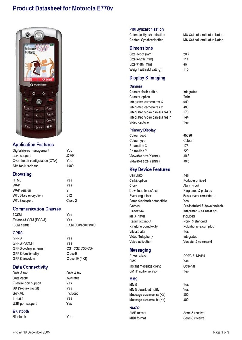 Motorola E770v datasheet