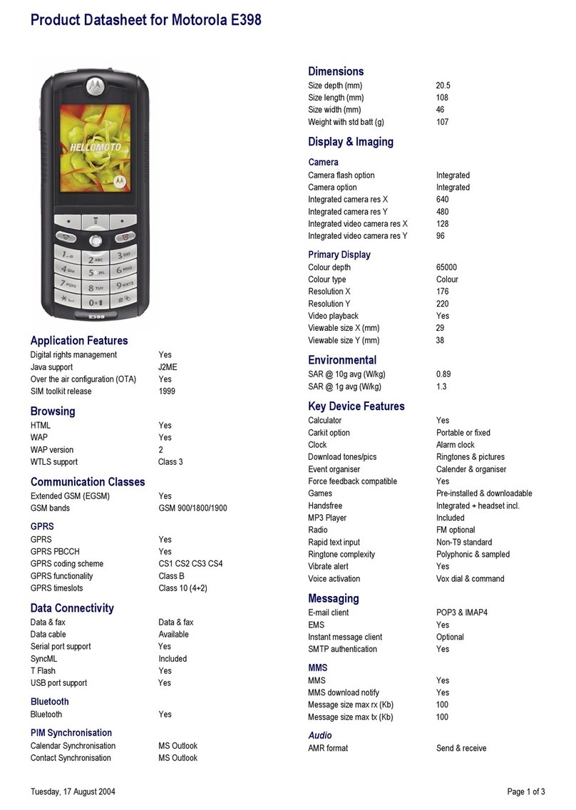 Motorola E398 series datasheet