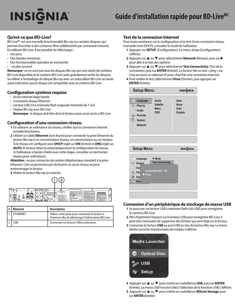 Insignia NS-2BRDVD - Blu-Ray Disc Player Installation and operation manual