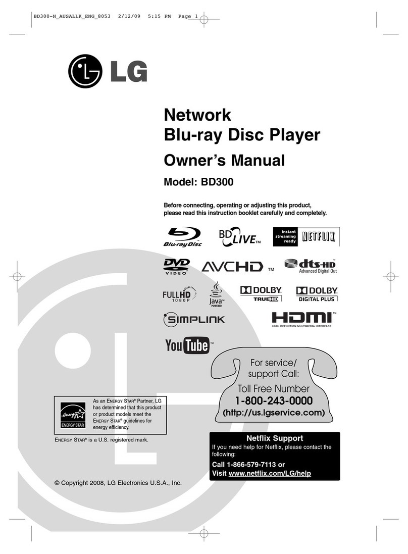 LG BD300 -  Blu-Ray Disc Player owner's manual
