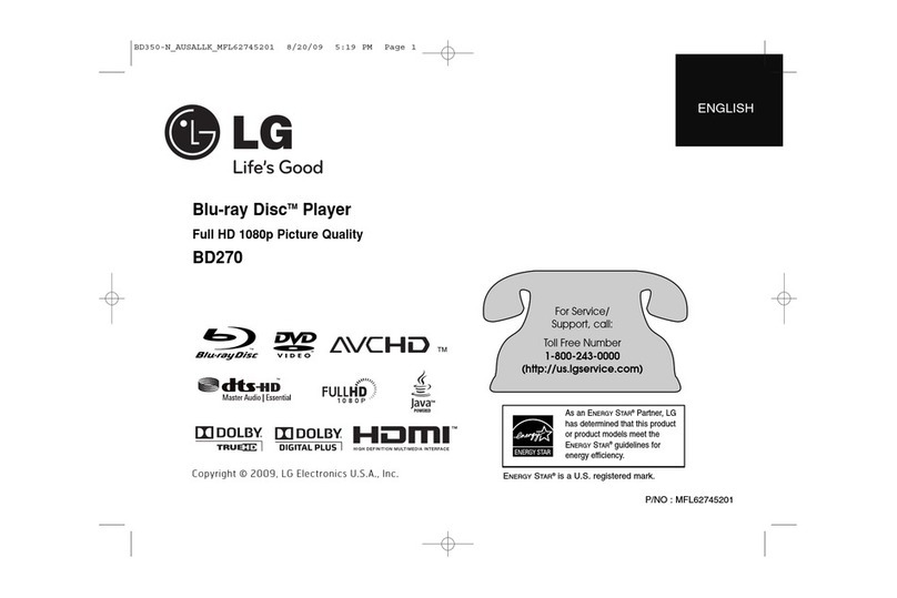 LG BD270 -  Blu-Ray Disc Player owner's manual