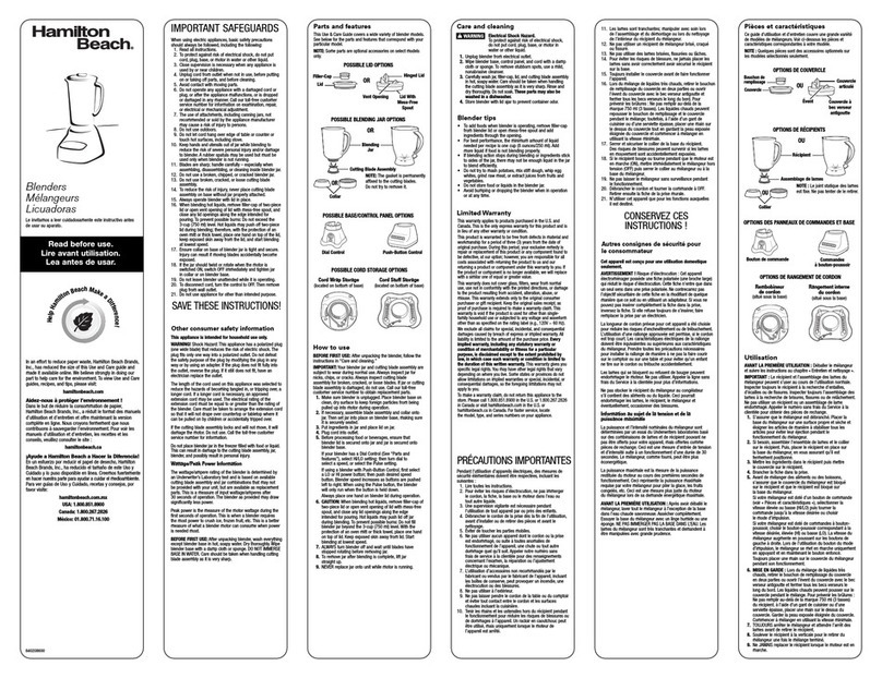 Hamilton Beach 58136 User manual