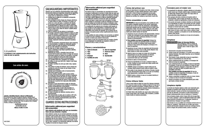 Hamilton Beach 52321 Use & care guide