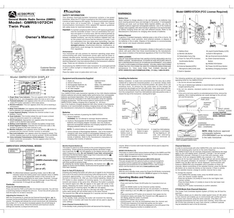 Audiovox GMRS1072CH owner's manual