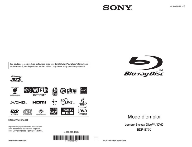 Sony BDP-S770 - Blu-ray Disc™ Player owner's manual