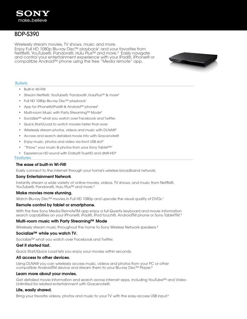 Sony BDP-S390 User manual