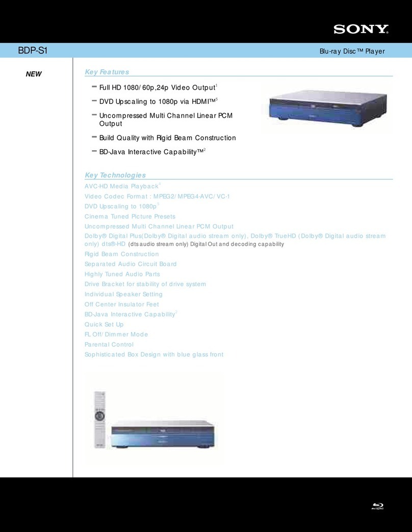 Sony BDP-S1 - Blu-ray Disc™ Player Specifications