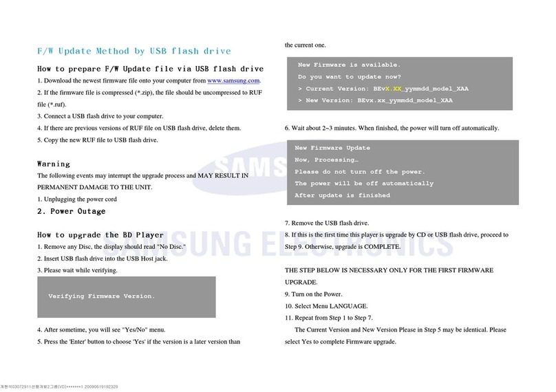 Samsung BD-P3600A Software update