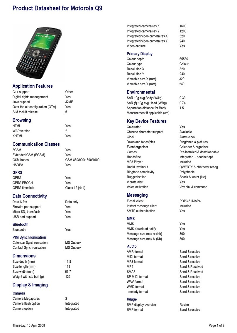 Motorola MOTO Q9H GLOBAL datasheet