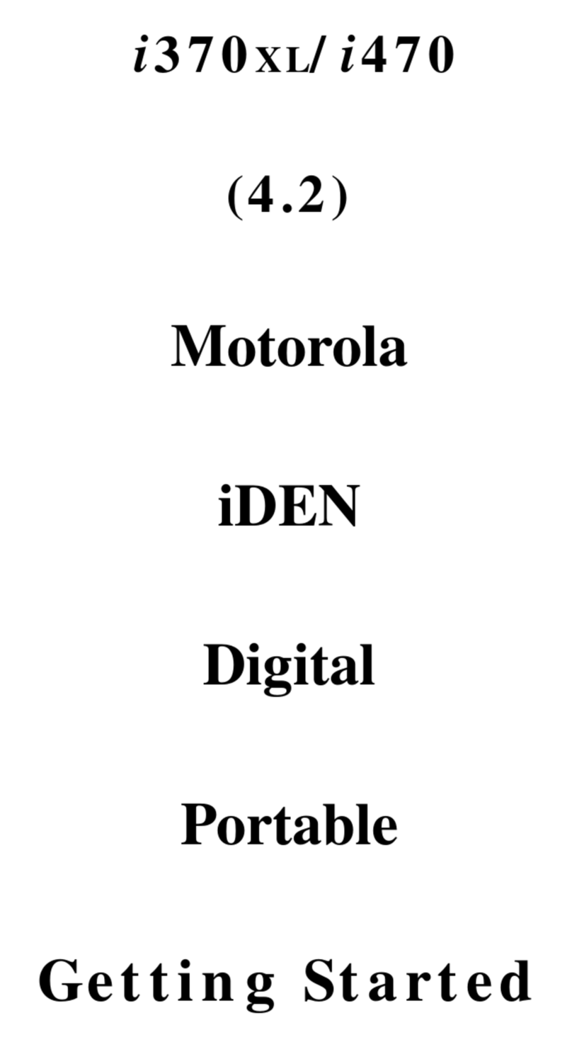 Motorola IDEN I370XL-I470 User manual