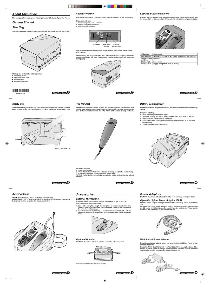 Motorola M800 BAG PHONE User manual Motorola M800 BAG PHONE User manual