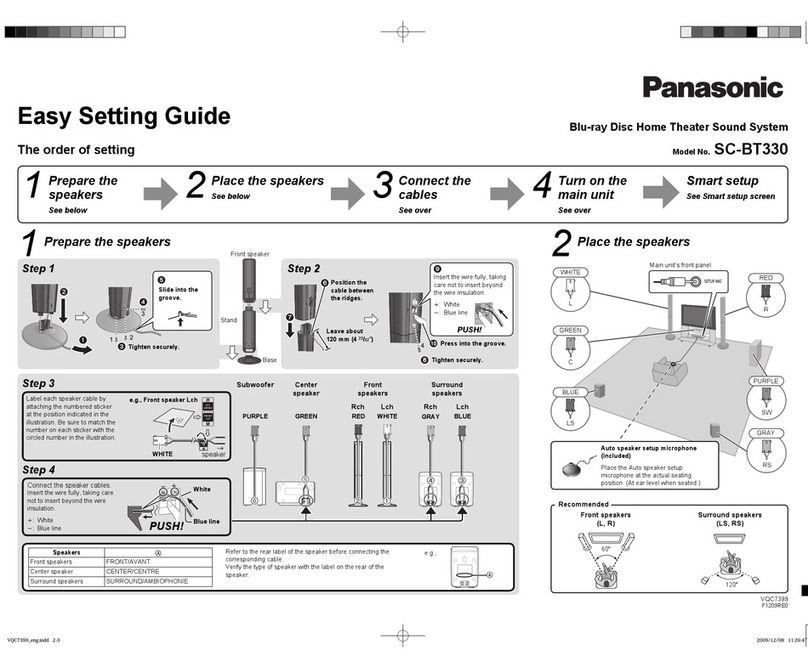 Panasonic SCBT330 - BLU RAY HOME THEATER SYSTEM User instructions