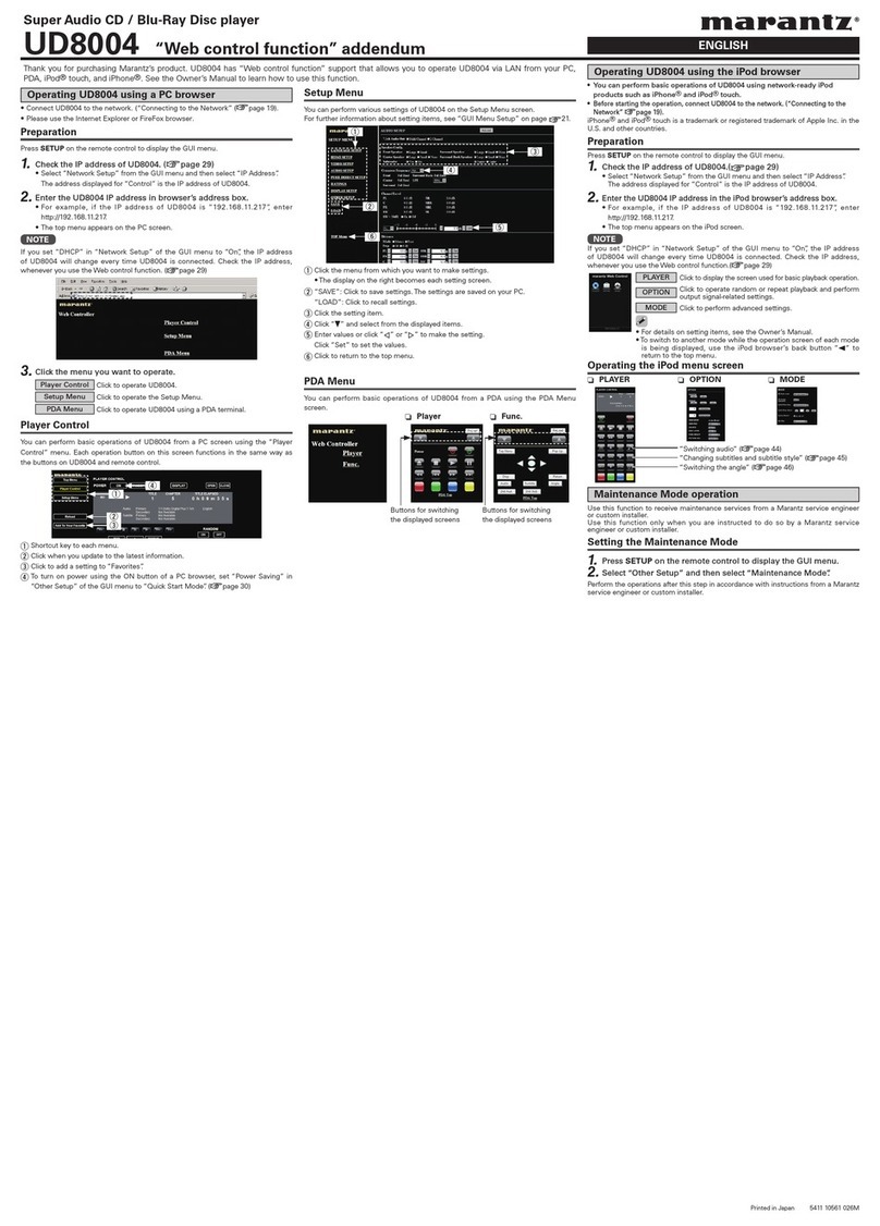 Marantz UD8004 User manual