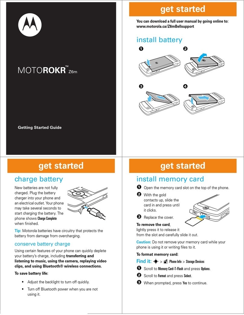 Motorola MOTOROKR Z6M - Z6m QSG User manual