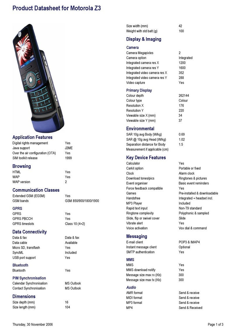Motorola MOTORIZR Z3 User manual