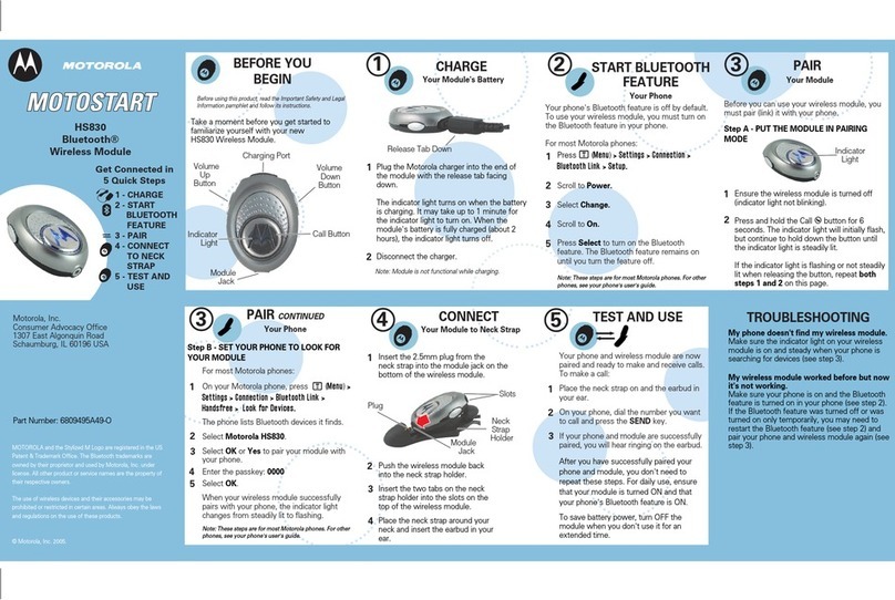 Motorola HS830 - Wireless Pendant Headset User manual