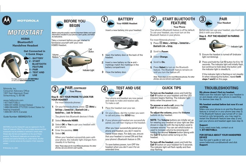 Motorola HS805 User manual