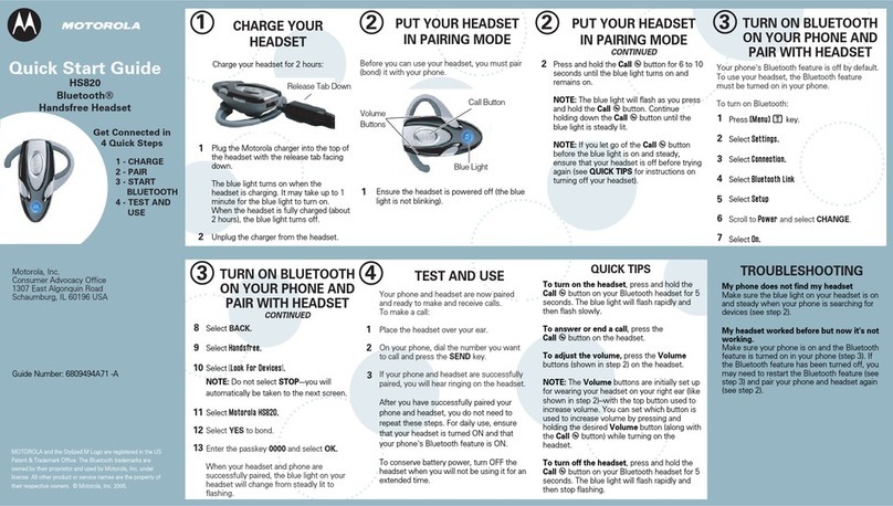 Motorola H710 - Headset - Over-the-ear User manual Motorola H710 - Headset - Over-the-ear User manual