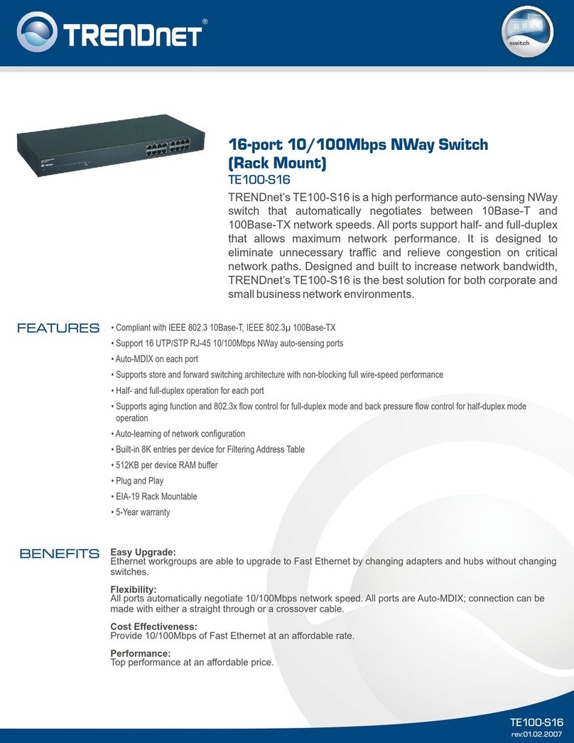 TRENDnet TE100-S16 - DATA SHEETS User manual