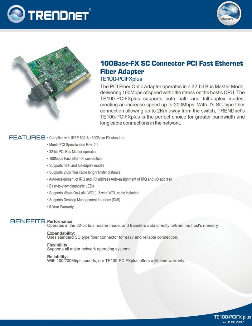 TRENDnet TE100-PCIFXplus datasheet