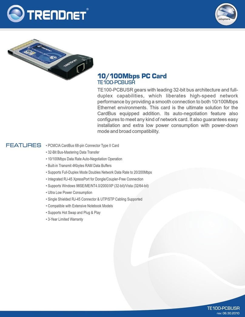 TRENDnet TE100-PCBUSR - DATA SHEETS User manual