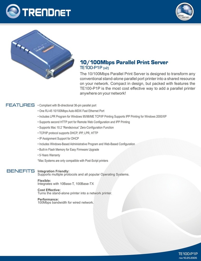 TRENDnet TE100-P1P - Parallel Print Server User manual