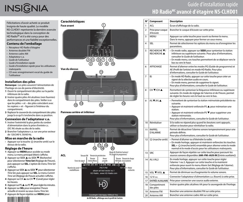 Insignia Insignia Narrator NS-CLHD01 Installation and operation manual
