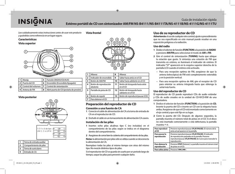 Insignia NS-B4111 - CD Boombox With AM/FM Tuner Guía De Instalación Rápida