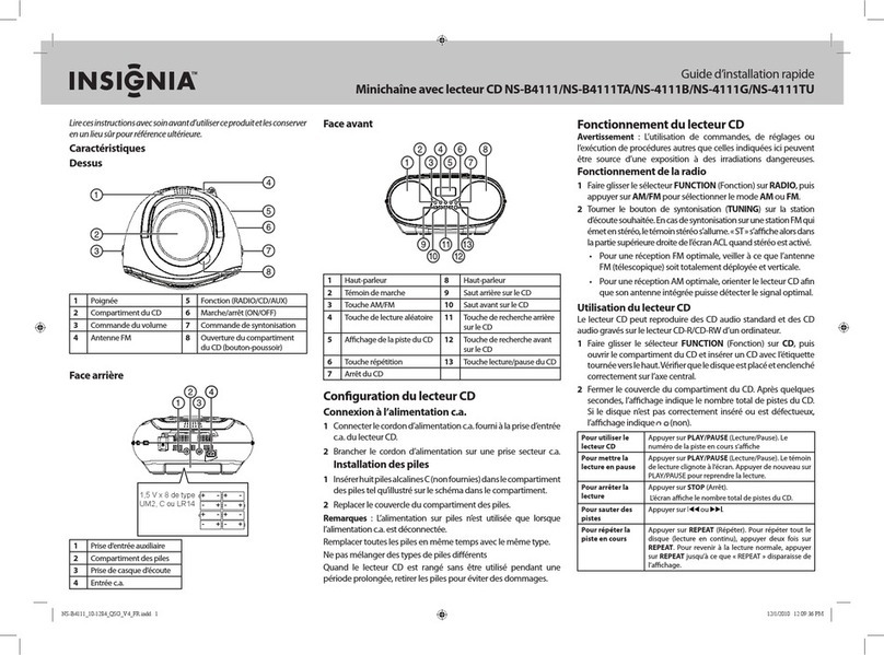 Insignia NS-B4111 - CD Boombox With AM/FM Tuner Installation and operation manual