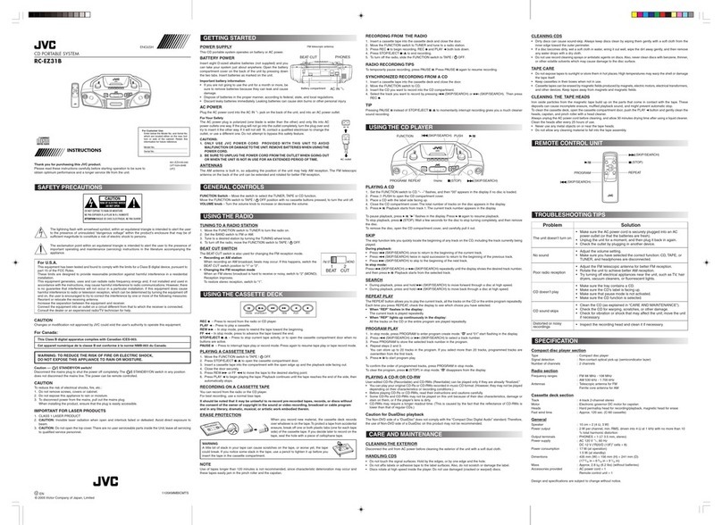 JVC RCEZ31 - Portable Boombox With CD Player User manual